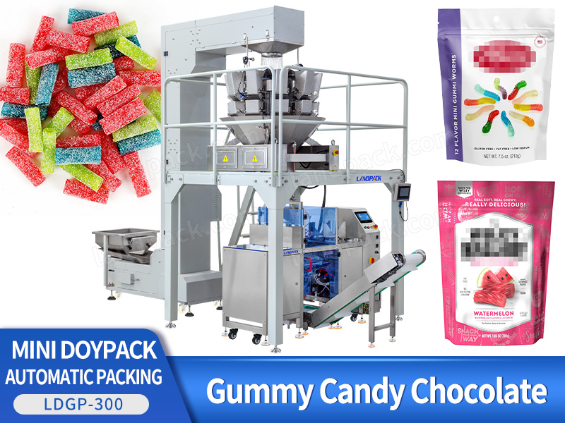 Automatic Premade Bag Gummy Candy Packing Machine With Multihead Weigher