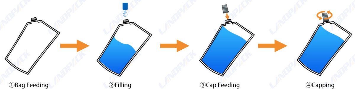 Spout Pouch Filling Capping Machine With CIP and Pouch Feeding System