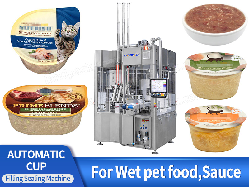 Automatic Pet Food Packaging Machine Rotary Cup Filling Sealing Machine