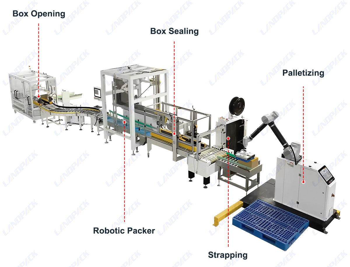 Automatic Case Packing Packaging Automatic Packaging Systems with Delta Robot Palletizer