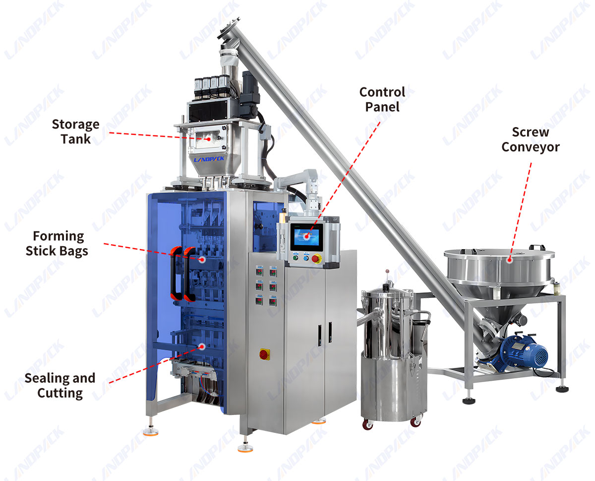 Automatic Mulit Lane Tea Powder Stick Packing Machine with Screw Conveyor
