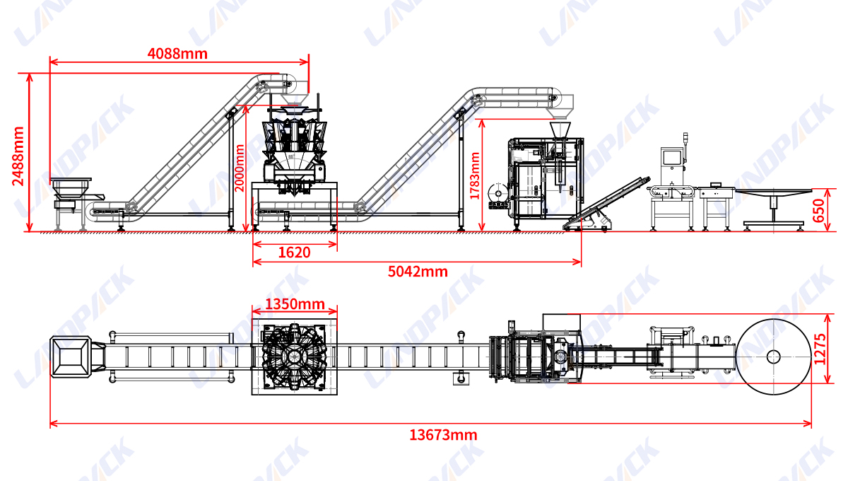 Automatic Jerky Packaging Machine Multihead Weigher Vertical Packing Machine with Checkweigher