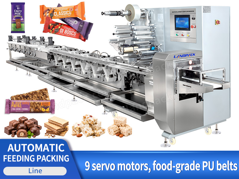 High Speed Candy Packing Machine 9 Servo Control Toffee Flow Packaging Machine