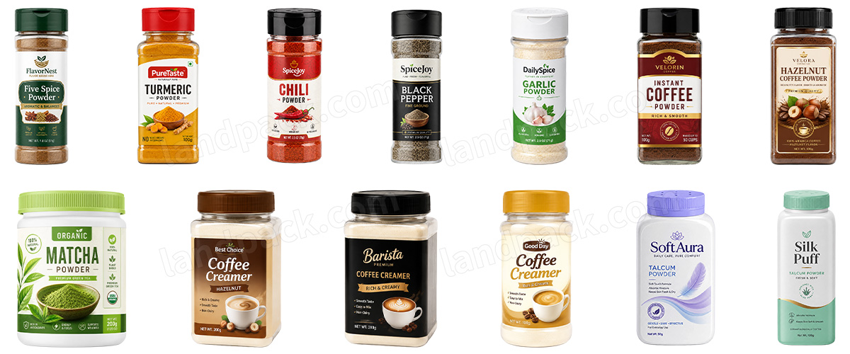 Automatic Spice Filling Machine Powder Bottle Filling Capping Sealing and Labeling Line
